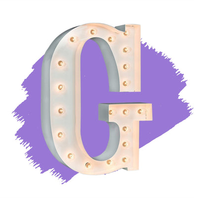 24" Marquee Letter Lights - 24” Letter G Lighted Marquee Letters (White Gloss)