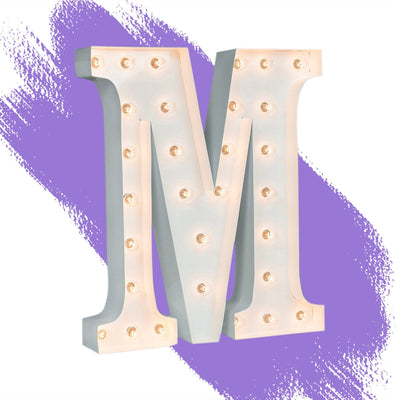 24" Marquee Letter Lights - 24” Letter M Lighted Marquee Letters (White Gloss)