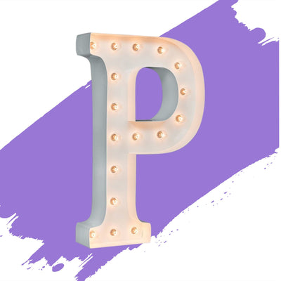 24" Marquee Letter Lights - 24” Letter P Lighted Marquee Letters (White Gloss)