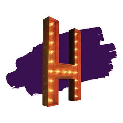 36” Letter H Lighted Vintage Marquee Letters (Rustic)