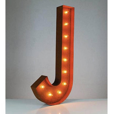 36" Marquee Letter Lights - 36” Letter J Lighted Vintage Marquee Letters (Rustic)