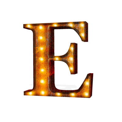 24” Letter E Lighted Vintage Marquee Letters (Rustic)