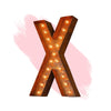 Marquee Letter Lights - 24” Letter X Lighted Vintage Marquee Letters (Modern Font/Rustic)