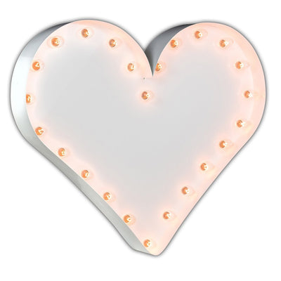 Marquee Symbol Lights - 24” Heart Vintage Marquee Lights Sign (White Gloss)