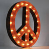 Marquee Symbol Lights - 36” Large Peace Sign Vintage Marquee Sign With Lights (Rustic)