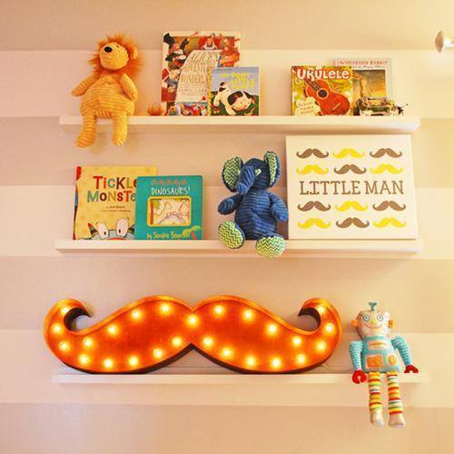 Marquee Symbol Lights - Mustache Vintage Marquee Lights Sign (Rustic)