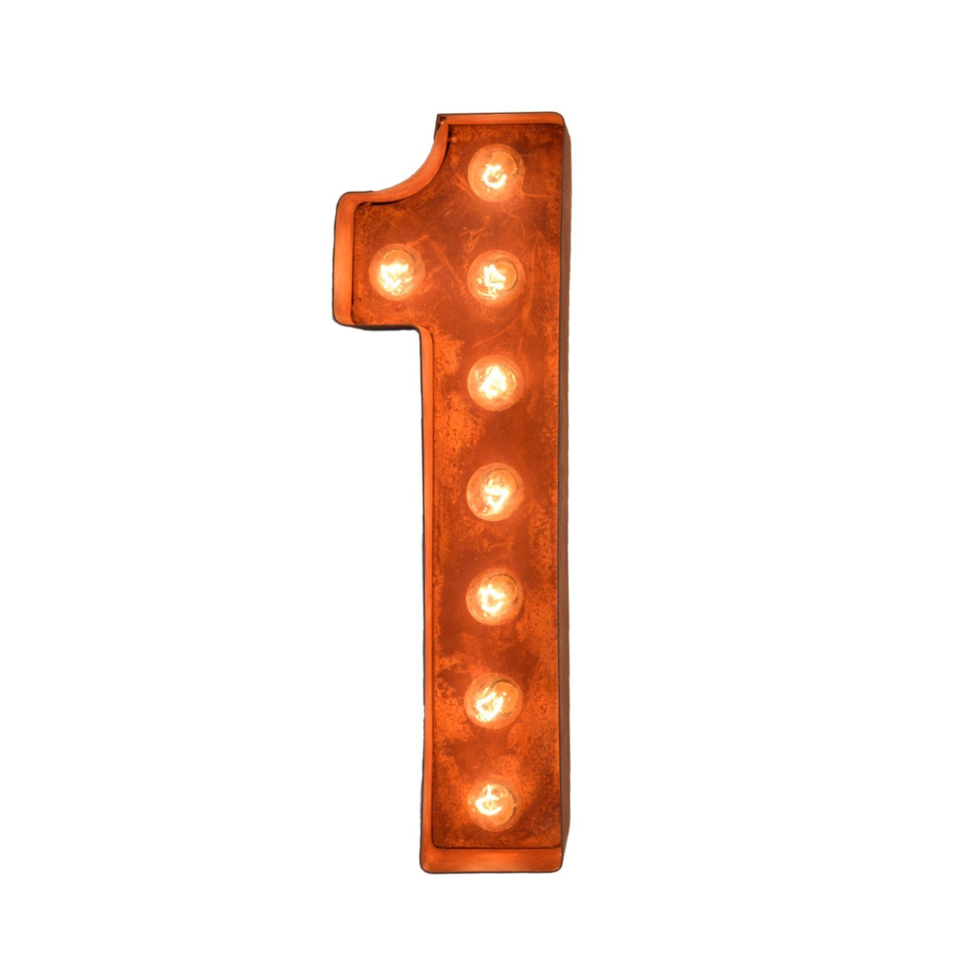 12” Number 1 (One) Sign Vintage Marquee Lights - Buy Marquee Lights Online  - The Rusty Marquee