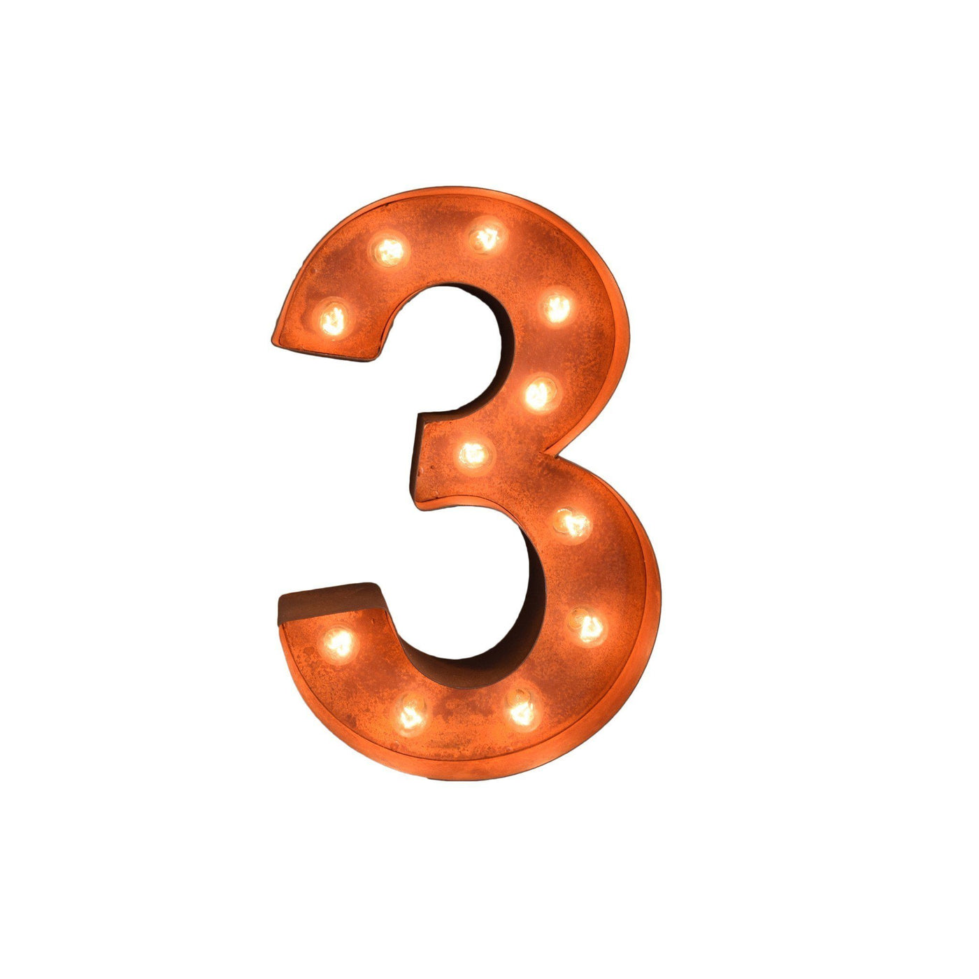12” Number 3 (Three) Sign Vintage Marquee Lights