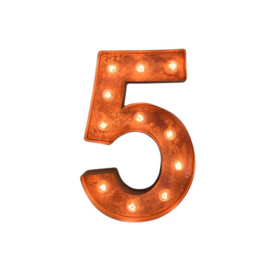 12" Number Marquee Lights - 12” Number 5 (Five) Sign Vintage Marquee Lights