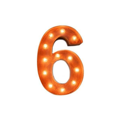 12" Number Marquee Lights - 12” Number 6 (Six) Sign Vintage Marquee Lights