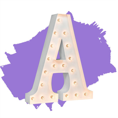 24" Marquee Letter Lights - 24” Letter A Lighted Marquee Letters (White Gloss)