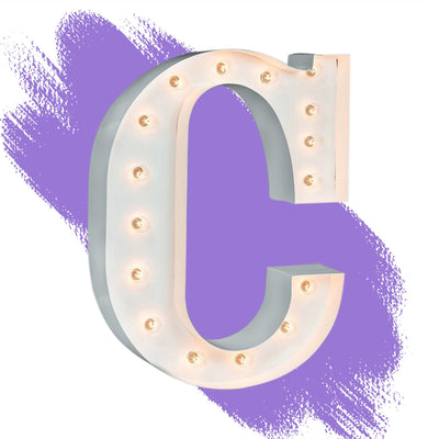 24" Marquee Letter Lights - 24” Letter C Lighted Marquee Letters (White Gloss)