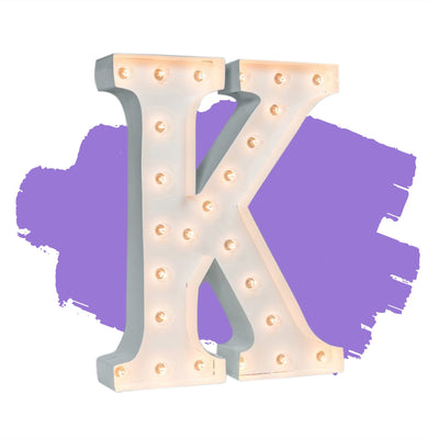 24" Marquee Letter Lights - 24” Letter K Lighted Marquee Letters (White Gloss)