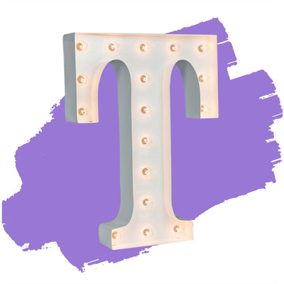24" Marquee Letter Lights - 24” Letter T Lighted Marquee Letters (White Gloss)