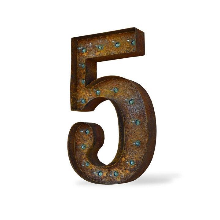 24" Number Marquee Lights - 24” Number 5 (Five) Sign Vintage Marquee Lights