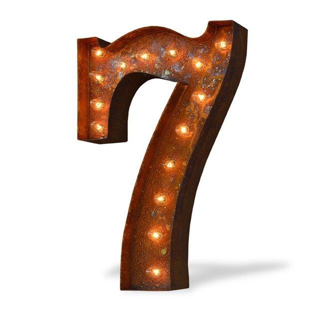 24" Number 7 (Seven) Sign Vintage Marquee Lights