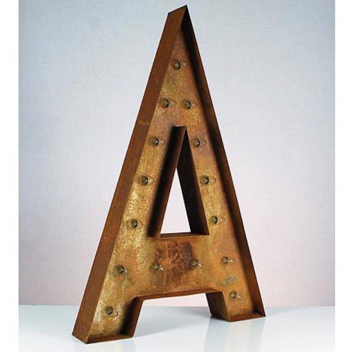 36" Marquee Letter Lights - 36” Letter A Lighted Vintage Marquee Letters (Rustic)