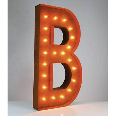 36" Marquee Letter Lights - 36” Letter B Lighted Vintage Marquee Letters (Rustic)