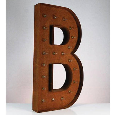 36" Marquee Letter Lights - 36” Letter B Lighted Vintage Marquee Letters (Rustic)