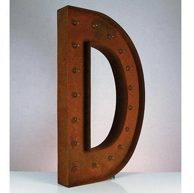 36" Marquee Letter Lights - 36” Letter D Lighted Vintage Marquee Letters (Rustic)