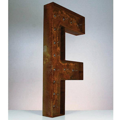 36" Marquee Letter Lights - 36” Letter F Lighted Vintage Marquee Letters (Rustic)