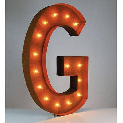 36" Marquee Letter Lights - 36” Letter G Lighted Vintage Marquee Letters (Rustic)