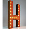 36" Marquee Letter Lights - 36” Letter H Lighted Vintage Marquee Letters (Rustic)