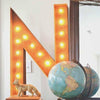 36" Marquee Letter Lights - 36” Letter N Lighted Vintage Marquee Letters (Rustic)