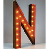 36" Marquee Letter Lights - 36” Letter N Lighted Vintage Marquee Letters (Rustic)