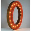 36" Marquee Letter Lights - 36” Letter O Lighted Vintage Marquee Letters (Rustic)