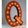 36" Marquee Letter Lights - 36” Letter Q Lighted Vintage Marquee Letters (Rustic)