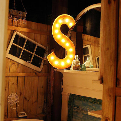 36" Marquee Letter Lights - 36” Letter S Lighted Vintage Marquee Letters (Rustic)