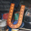 36" Marquee Letter Lights - 36” Letter U Lighted Vintage Marquee Letters (Rustic)