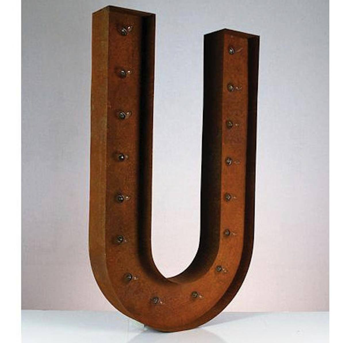 36" Marquee Letter Lights - 36” Letter U Lighted Vintage Marquee Letters (Rustic)