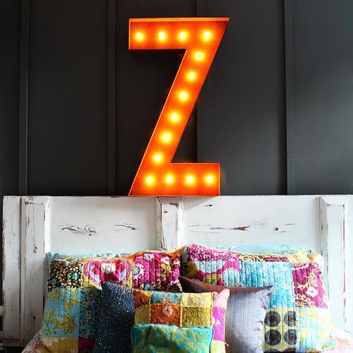 36" Marquee Letter Lights - 36” Letter Z Lighted Vintage Marquee Letters (Rustic)