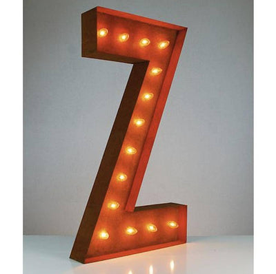 36" Marquee Letter Lights - 36” Letter Z Lighted Vintage Marquee Letters (Rustic)