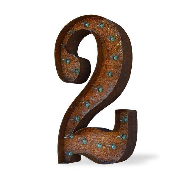 36" Number Marquee Lights - 36" Number 2 (Two) Sign Vintage Marquee Lights