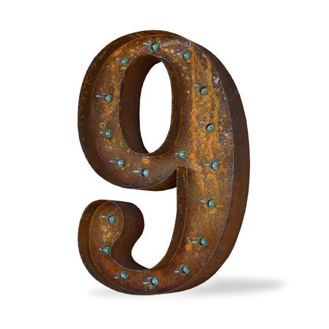 36" Number Marquee Lights - 36" Number 9 (Nine) Sign Vintage Marquee Lights