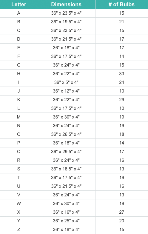 36" Large Rust Letter Lights