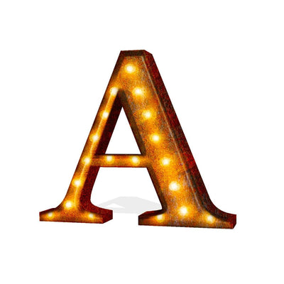 24” Letter A Lighted Vintage Marquee Letters (Rustic)
