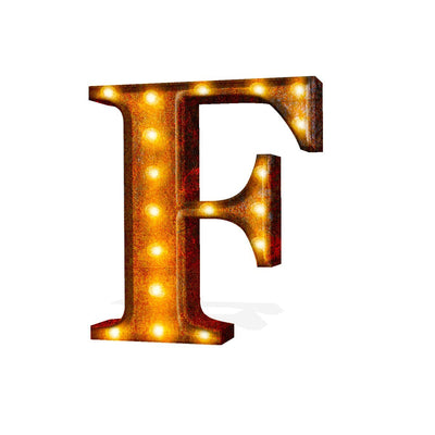 24” Letter F Lighted Vintage Marquee Letters (Rustic)