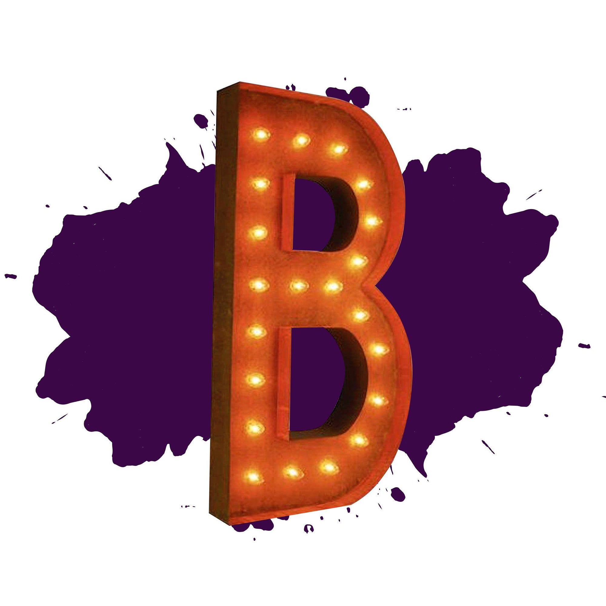 36” Letter B Lighted Vintage Marquee Letters (Rustic)