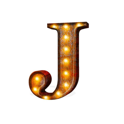 24” Letter J Lighted Vintage Marquee Letters (Rustic)