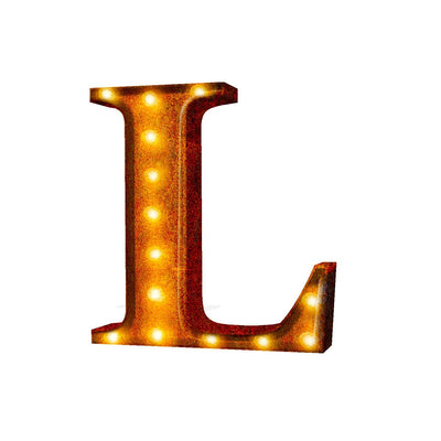 24” Letter L Lighted Vintage Marquee Letters (Rustic)