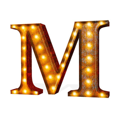 24” Letter M Lighted Vintage Marquee Letters (Rustic)