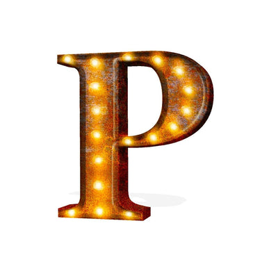 24” Letter P Lighted Vintage Marquee Letters (Rustic)