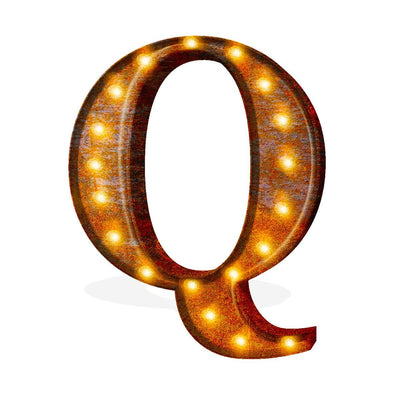 24” Letter Q Lighted Vintage Marquee Letters (Rustic)