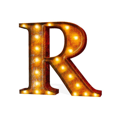 24” Letter R Lighted Vintage Marquee Letters (Rustic)