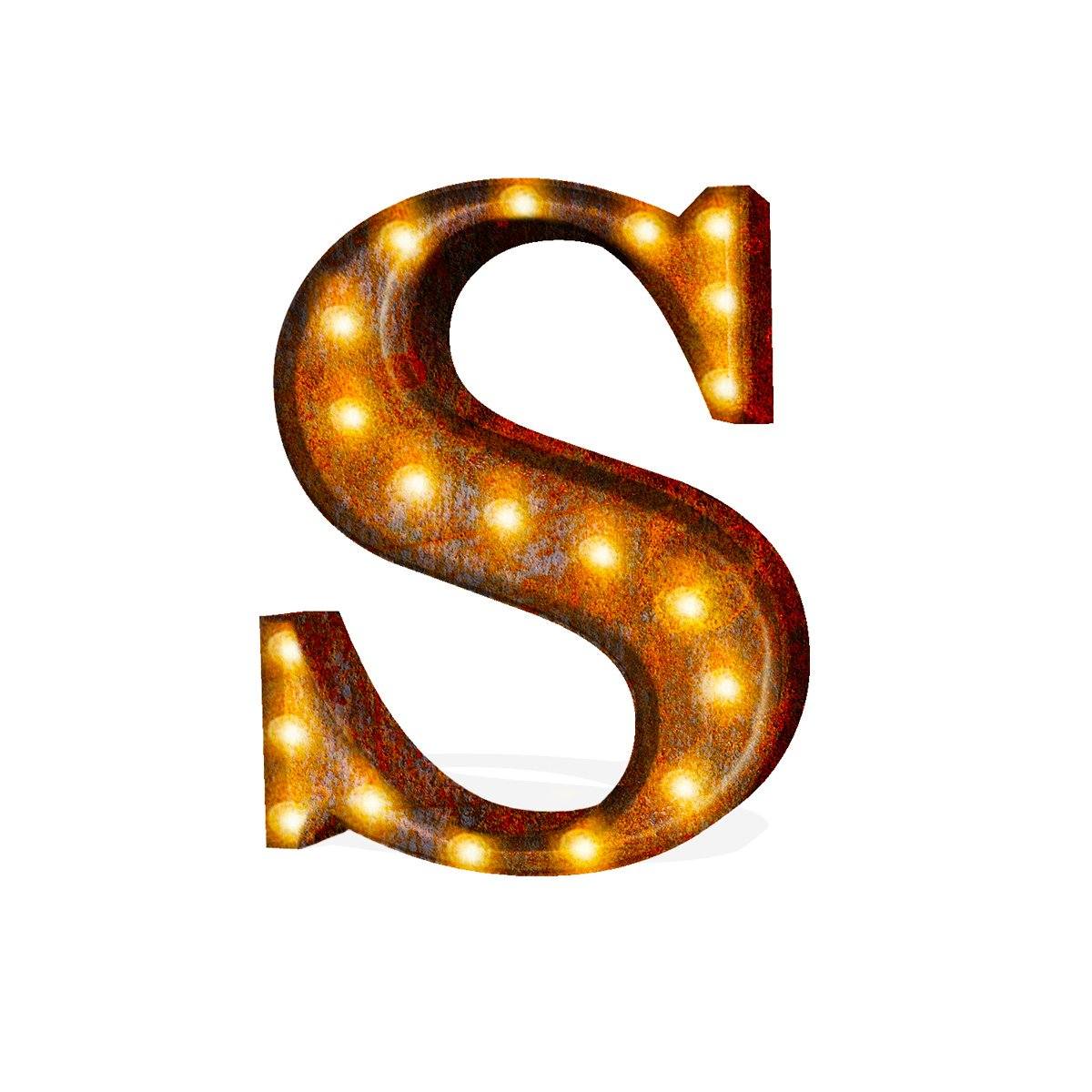 24” Letter S Lighted Vintage Marquee Letters (Rustic)