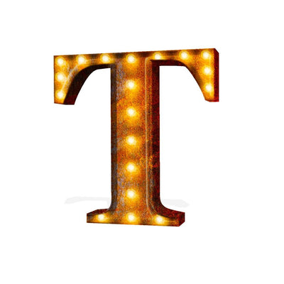 24” Letter T Lighted Vintage Marquee Letters (Rustic)